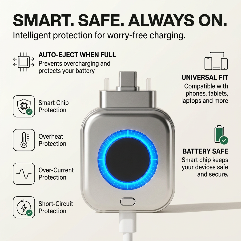 ChargeGuard Pro 140W Auto-Stop Charging Adapter