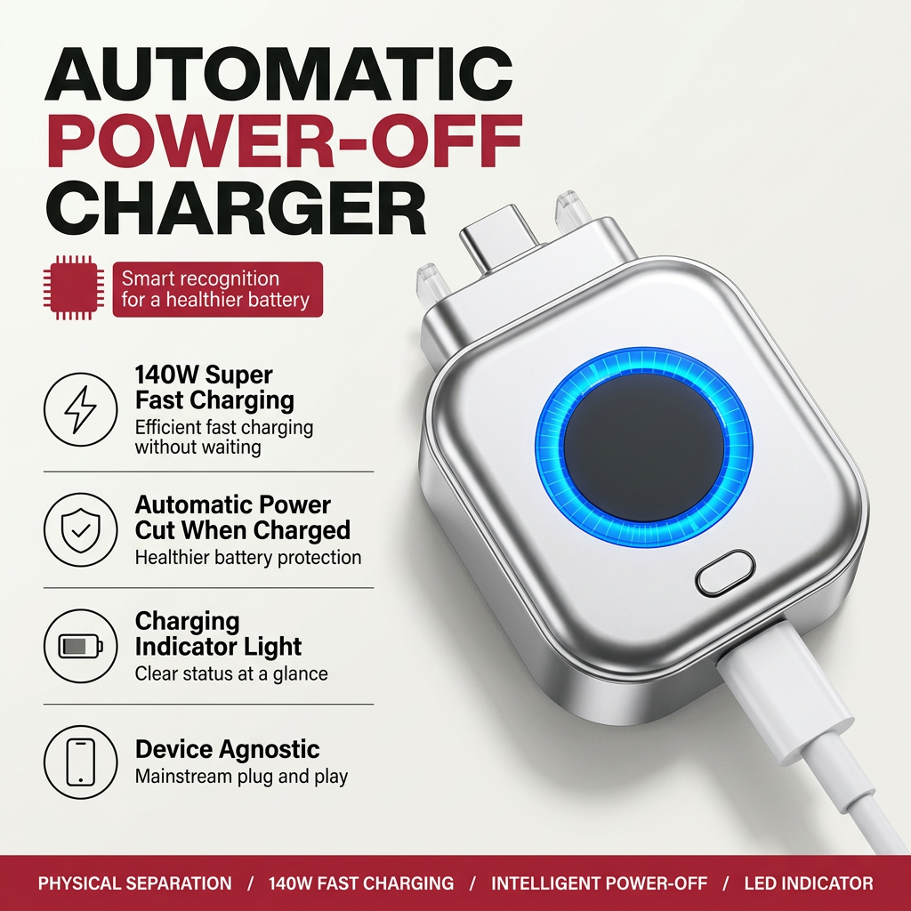 ChargeGuard Pro 140W Auto-Stop Charging Adapter