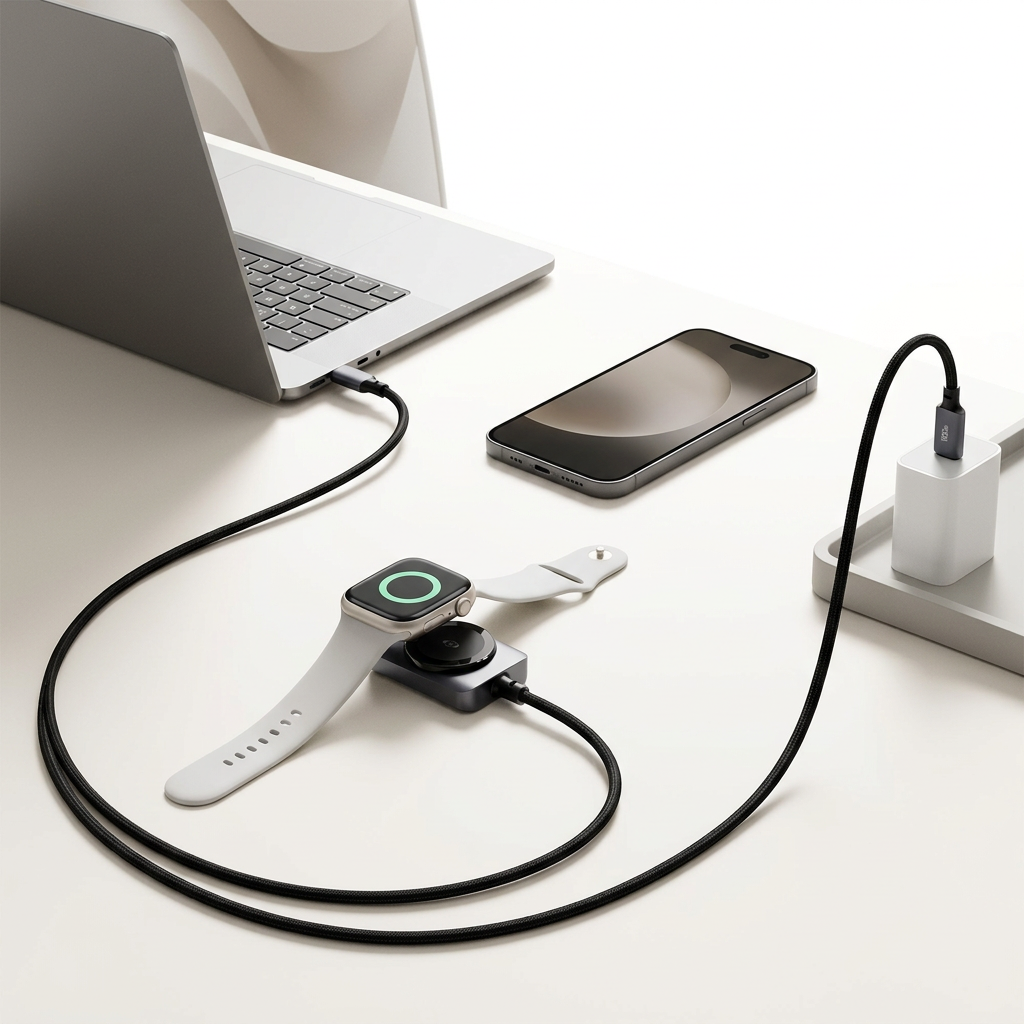 DuoCharge 100W 2-in-1 USB-C and Apple Watch Charging Cable