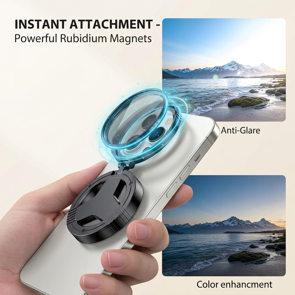 Magnetic Flip Lens Filter for Phone Camera